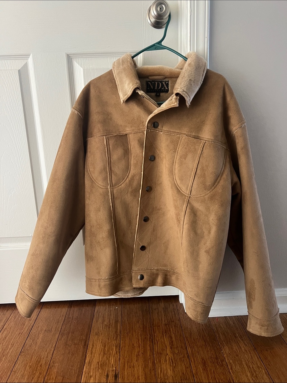 New Size Medium Men's Tan Suede Shearling Jacket (NDX Nederland)